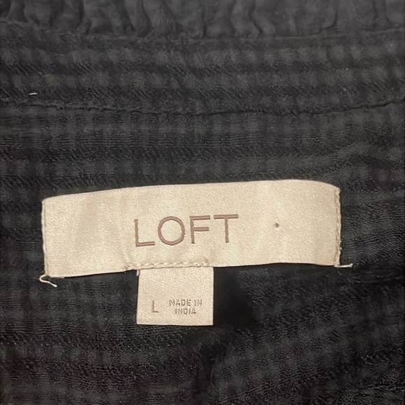 LOFT Black Checked Ruffle Trim Prairie Dress Size Large - Picture 3 of 4